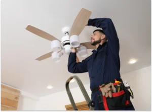 electrician installing ceiling fan electrician installing ceiling fan